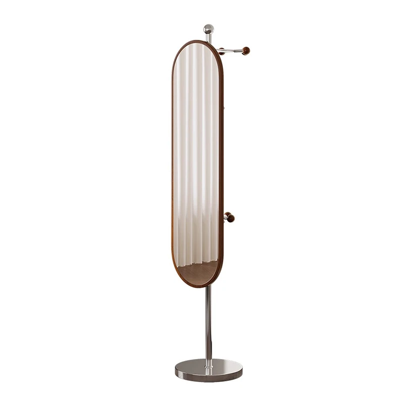 

Full-length mirror Floor-to-ceiling household rotating vertical coat rack, clothes-hanging rod integrated full-length mirror
