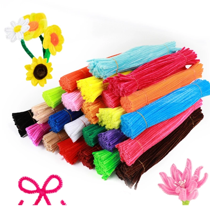 

100pcs Handmade Colored Wool Root Top Twisting Bar Handmade Bar Iron Wire Creative Plush DIY Play Decorations Baby Shower