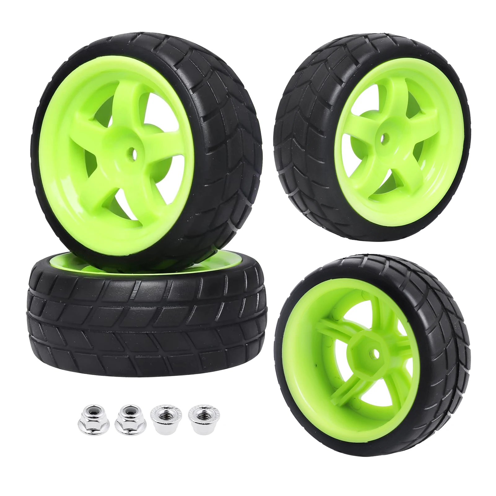 

4pcs-Pack 26mm Width Plastic Wheel Rims 12mm Hub Mount RC Rubber Tires for On Road Car Touring Redcat HSP 1:10th