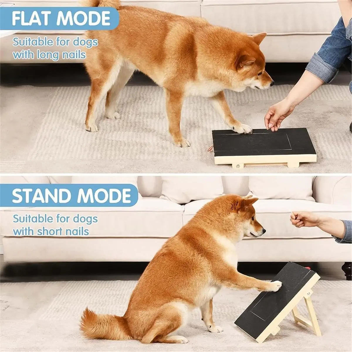 2026 New Dog Nail Scratch Board with Built-in Treat Box, Wooden Puppy Nail Grinding Pad, Dog Nail File Sandpaper Board Scratcher