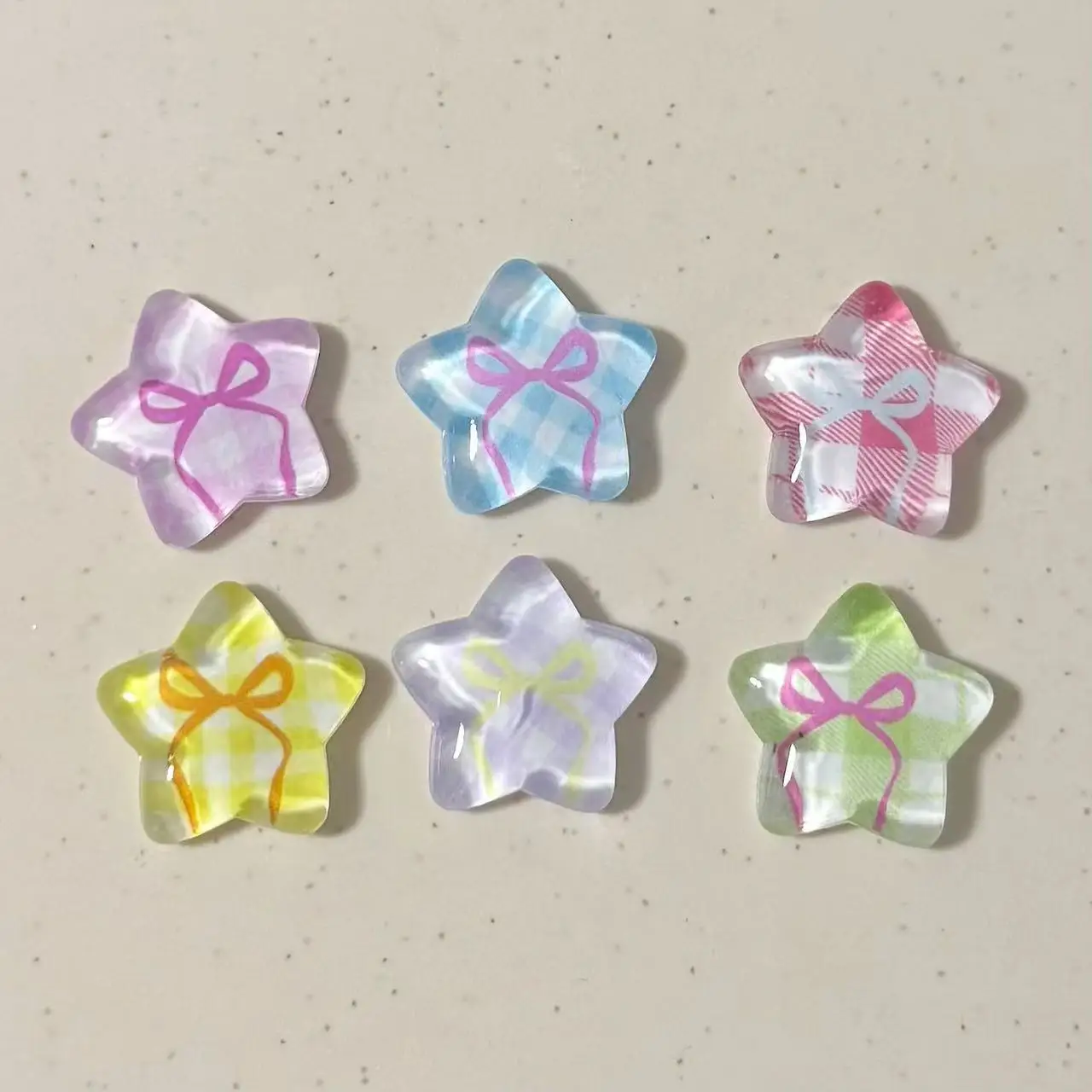 

5pcs Creative bow pentagram accessories clear versatile cream glue mobile phone case decorative hole shoes with wholesale