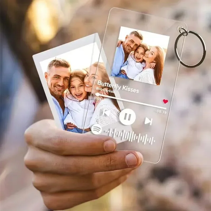 Free Personalised Music Photo Keyring Keychain Gift With Custom Photo Message Birthday Anniversary Gift for her him Music Keys