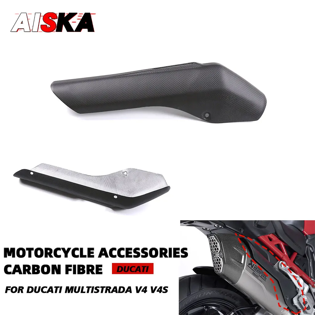 For DUCATI Multistrada V4 V4S Pikes Peak 2021 2022 2023 2024 3K Carbon Fiber Exhaust Cover Heat Shield Protector Motorcycle Part