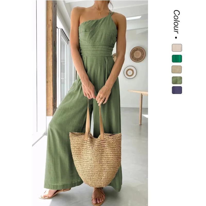 2026-new-solid-loose-wide-leg-jumpsuit-breathable-linen-cotton-casual-pants-fashion-vacation-daily-versatile-women's-clothing