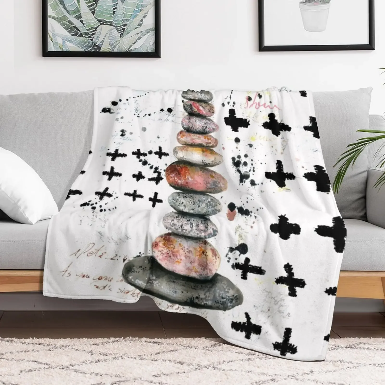 Rock cairn Throw Blanket Plaid on the sofa For Decorative Sofa Furrys Blankets