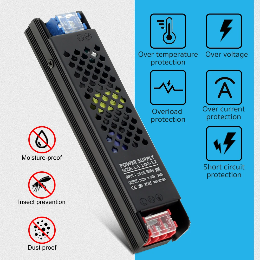Voltage Converter Transformers AC 220V to 12V 24V Power Supply 60W 100W 200W 300W 400W LED Driver For LED Strips