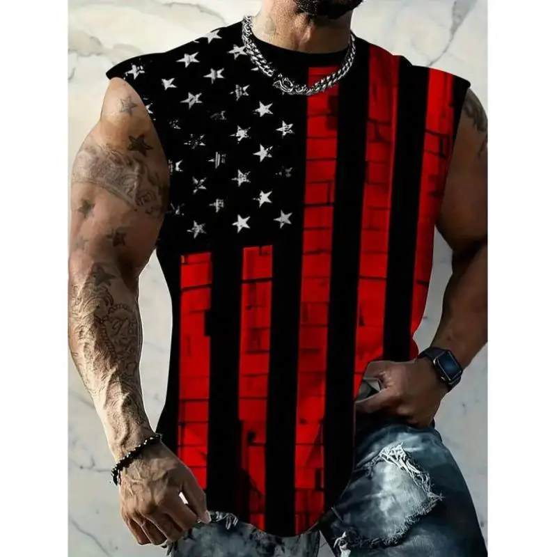 

Men's Flag Print Casual Svel Sport T-irt Z 5264 TEMU Cross-Border Autumn Sle Seven Sve Length Faionable