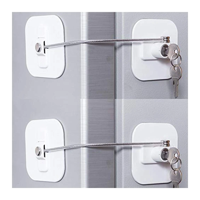 Refrigerator Lock, Mini Fridge Lock With Key For Adults, Lock For A Fridge, Cabinet Door(White 2Pack)