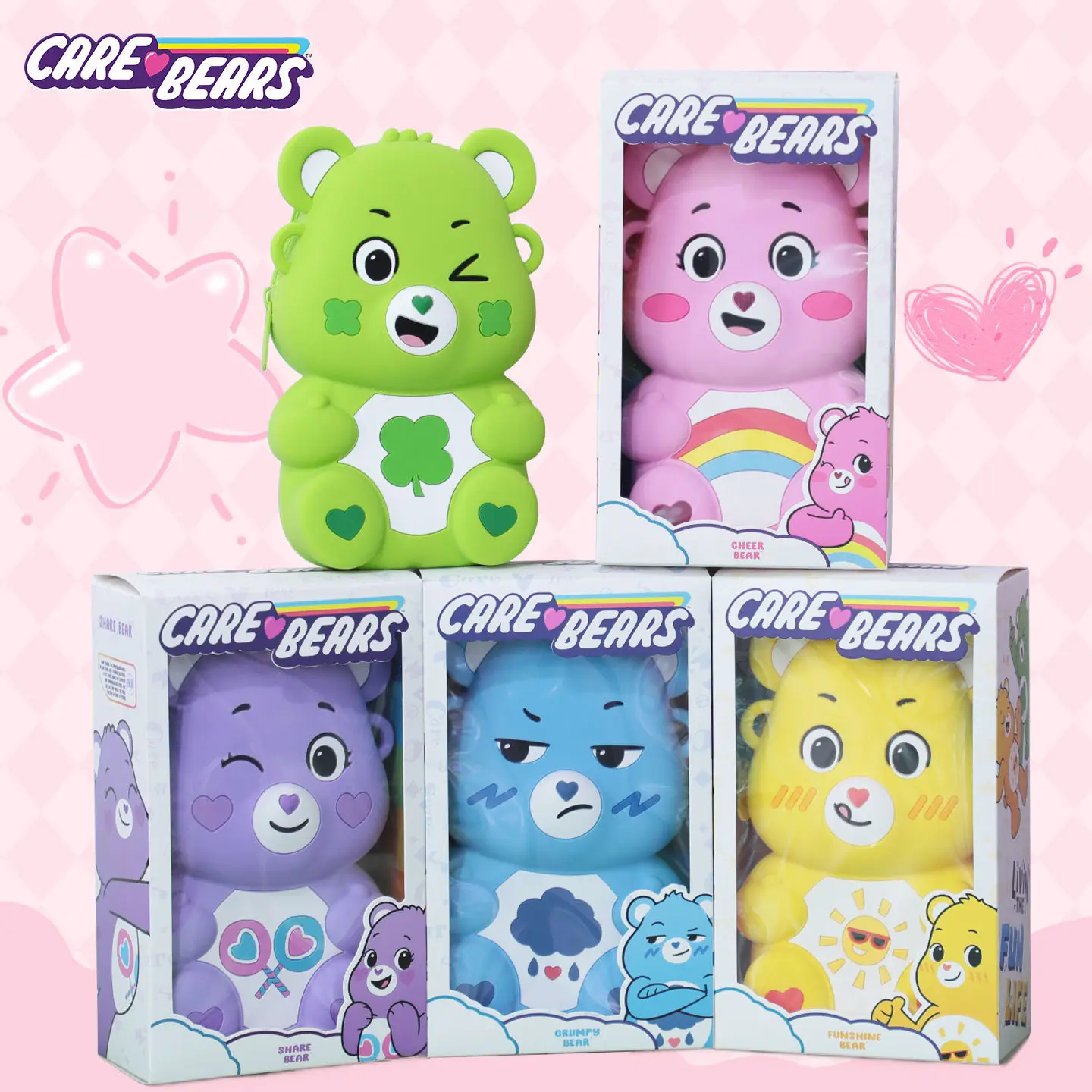 Neue Carebears Farbbox Silikon-Serie Sitzende Umhängetasche, Fünf Klassische Stile zur Auswahl, Geschenke für Feiertage und Geburtstage
