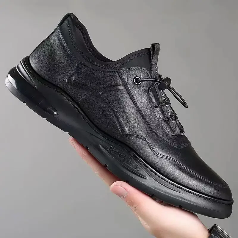 Men Vulcanized Shoes 2024 New Genuine Leather Business Casual Breathable Comfortable Non Slip Versatile Men Sports Shoes