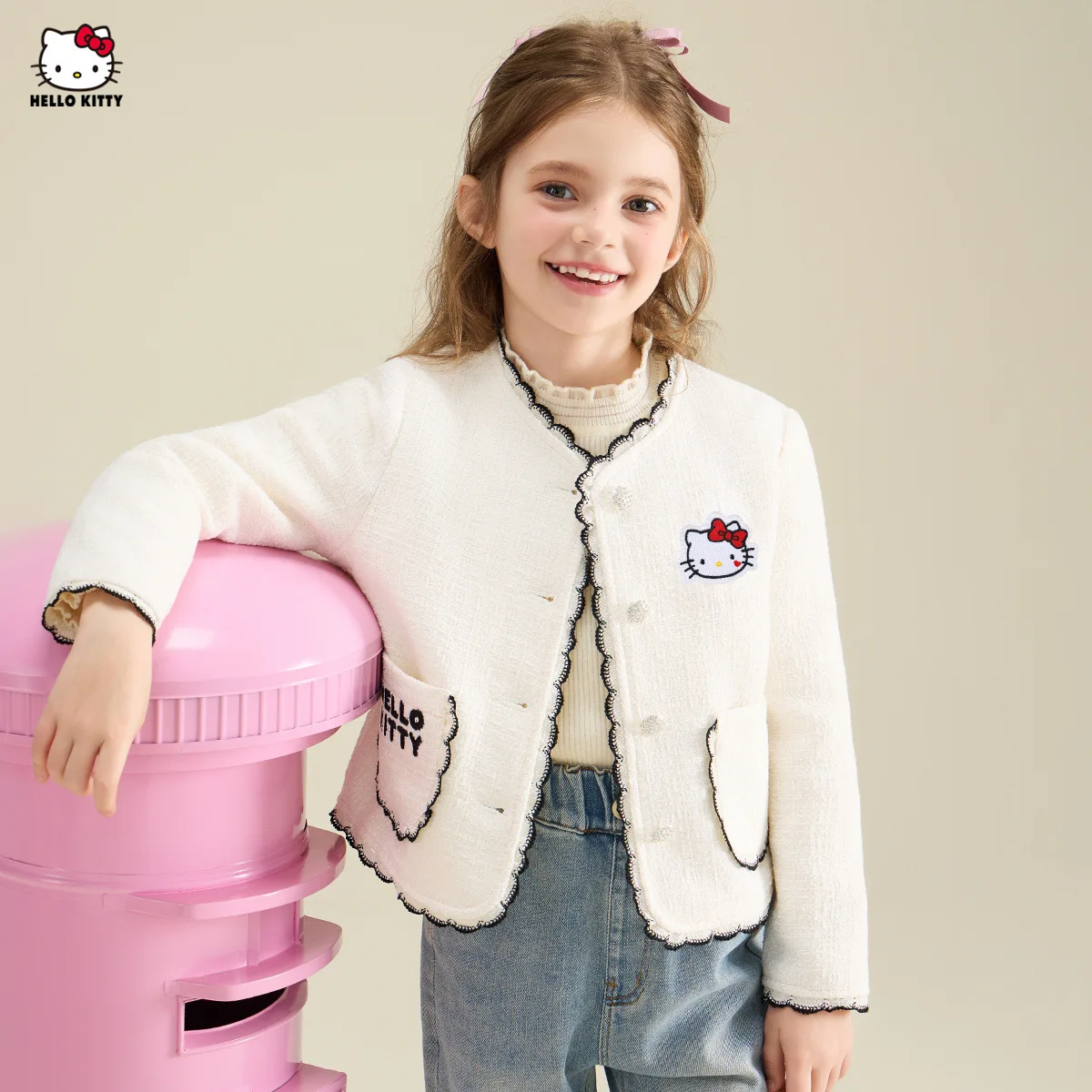 

Hello Kitty Girl Sweet Little Fragrance Coat Sanrio Autumn and Winter New Kuromi Cartoon Leisure Cute Fashion Exquisite Jacket