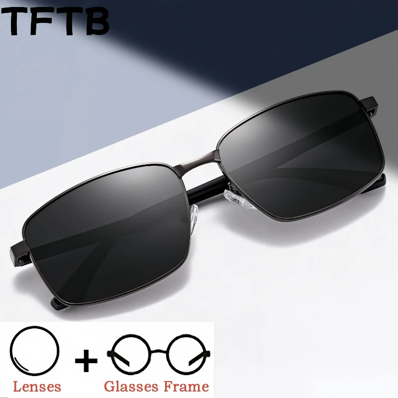 

TFTB Men's Optical Prescription Polarized Sunglasses Retro Square Big Size Myopia Hyperopia Progressive UV400 Eyeglasses 9578