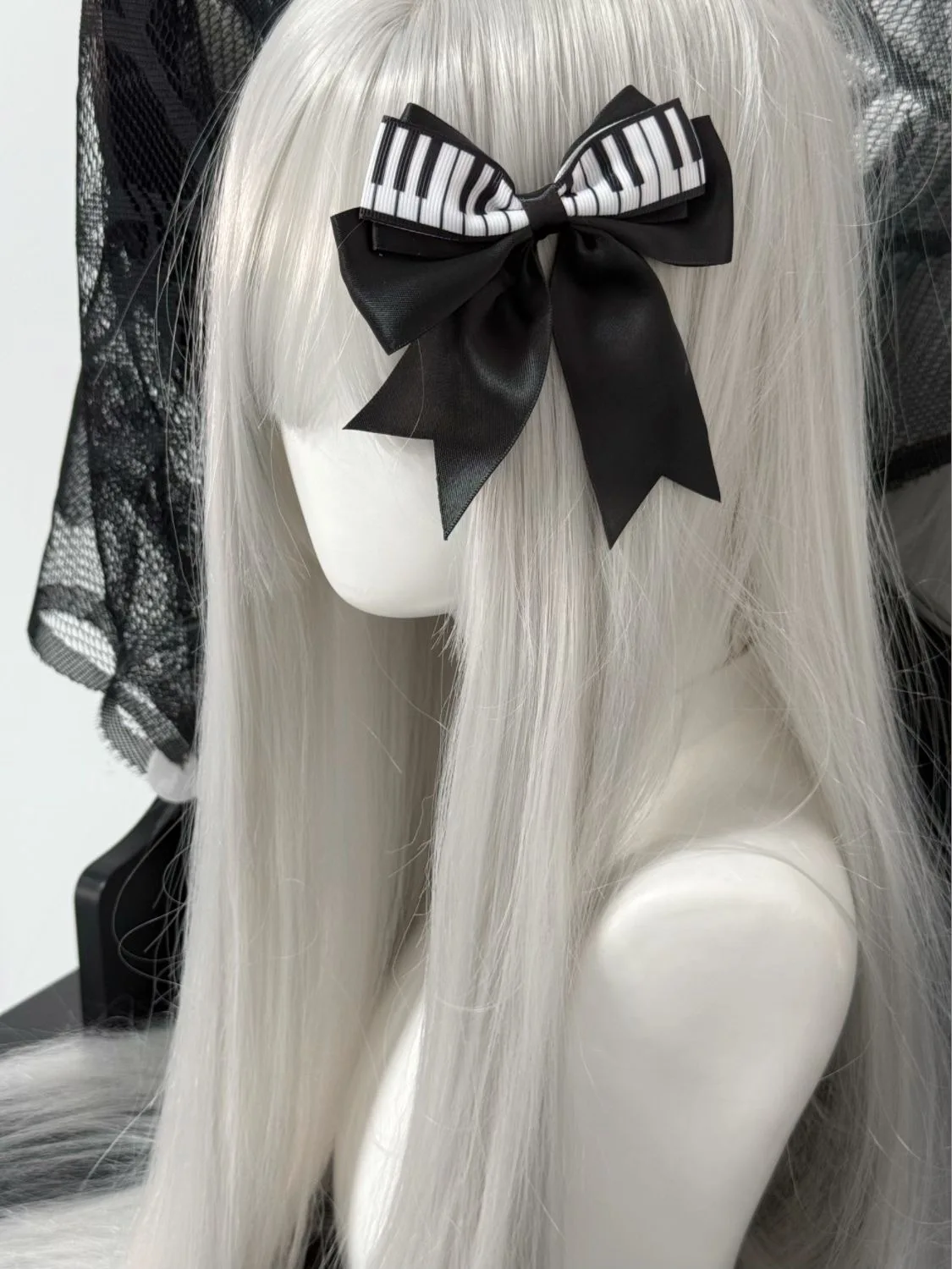 Piano Key Bow Hairpin Hair Clip Retro Girl Side Duckbill Clip Hair Accessory Black White Vintage Bowknot Side Hairpin Cute Girl