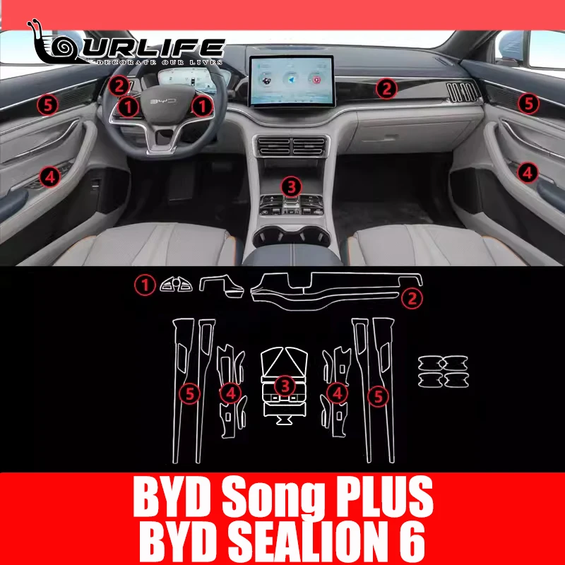 

For BYD Seal U Sealion 6 Song Plus DMI 2024 TPU Car Interior GPS navigation screen anti-scratch Film gear Protective Sticker