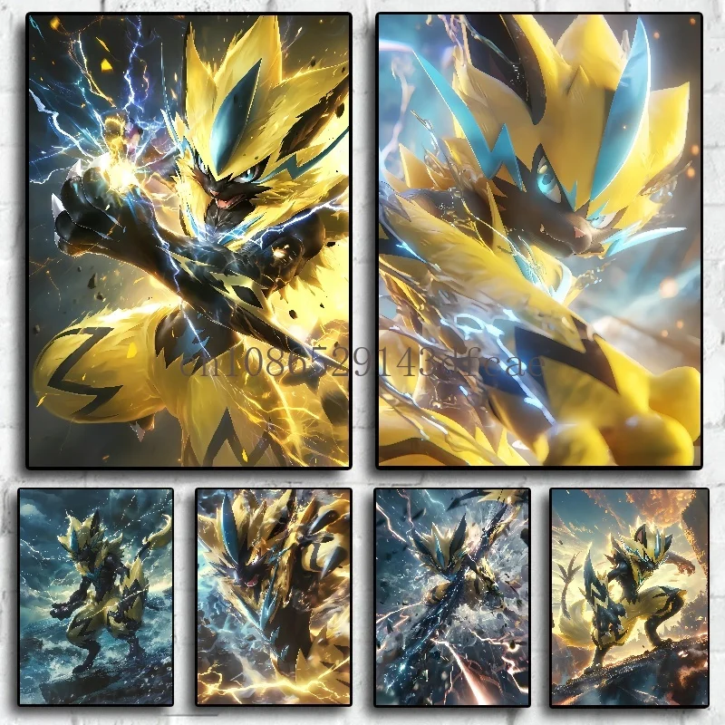 

Classic Pokemon HD Canvas Painting Anime Figures Zeraora Poster Print Watercolor Wall Art Picture Modern Home Decor Kids Gifts