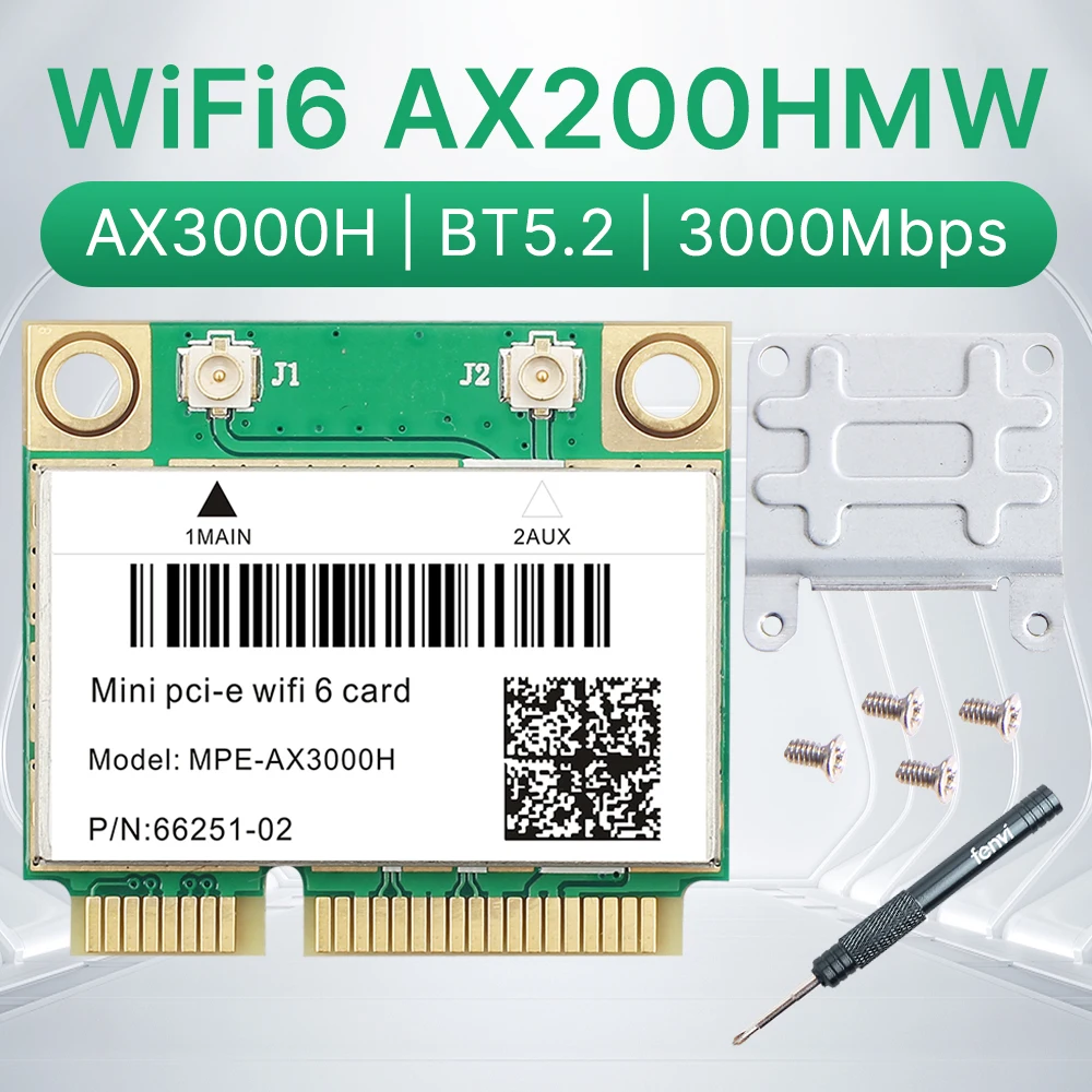 Wifi 6 AX200HMW 3000Mbps Wireless Wifi Card Bluetooth 5.2 802.11ax/ac AX3000H Dual Band 2.4Ghz/5Ghz Network Adapter For Win10/11