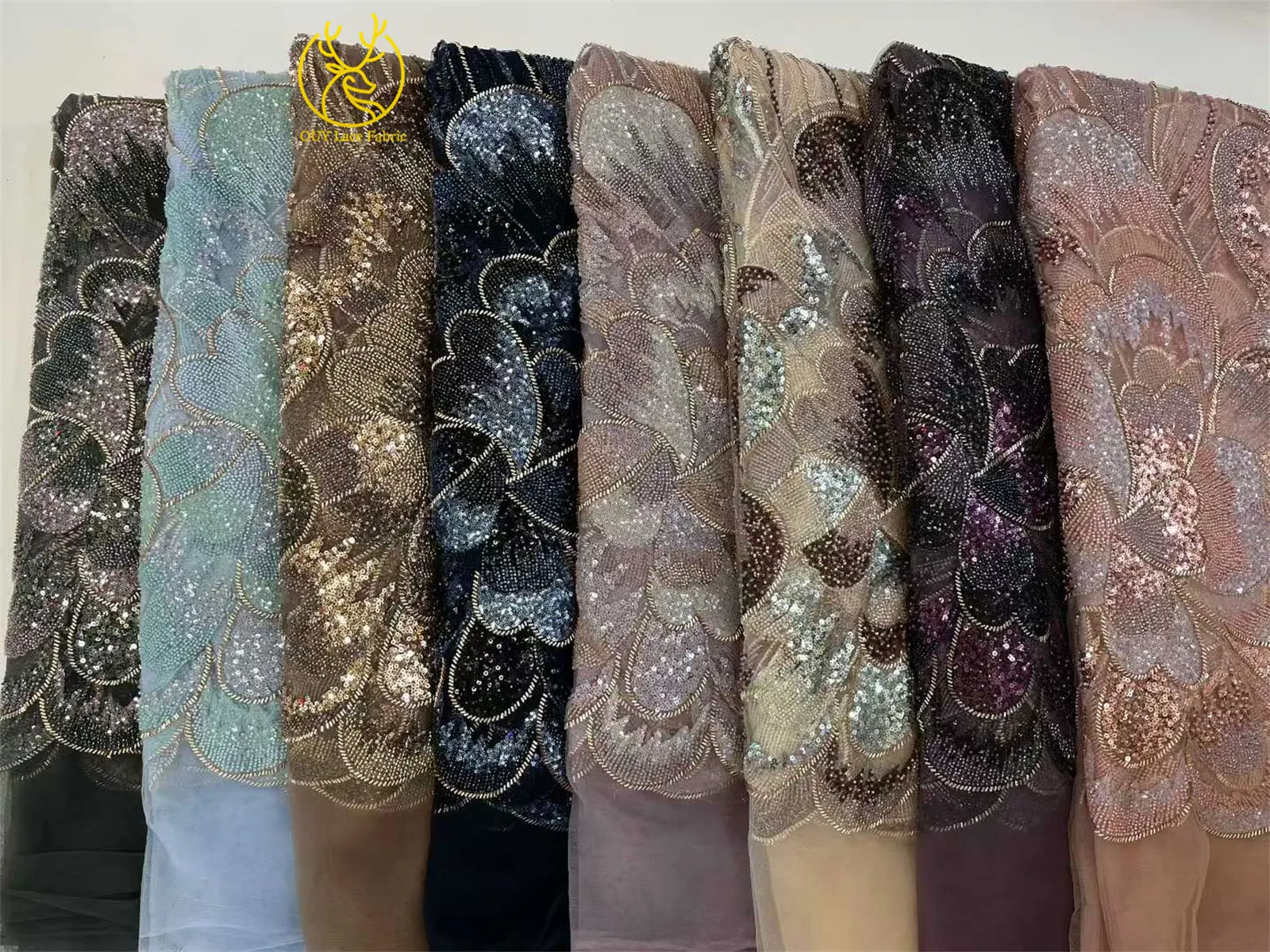 Kain Brokat Afrika 2025 untuk Pengantin Pria, 5 yard, Bordir Payet Prancis, Kain Tulle untuk Pernikahan, Bahan Jahit Pernikahan