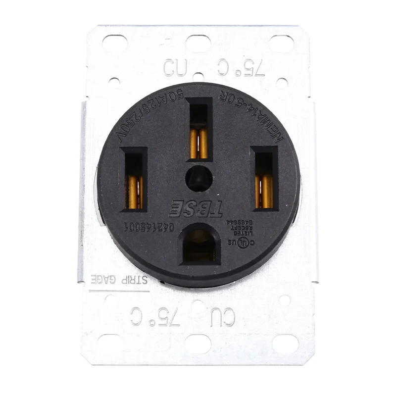 A25F-125/250 Volt, 3-Pole 4-Wire 14-50R Receptacle Up To 50 Amps Suitable For Electric Vehicles, Rvs And Large Appliances