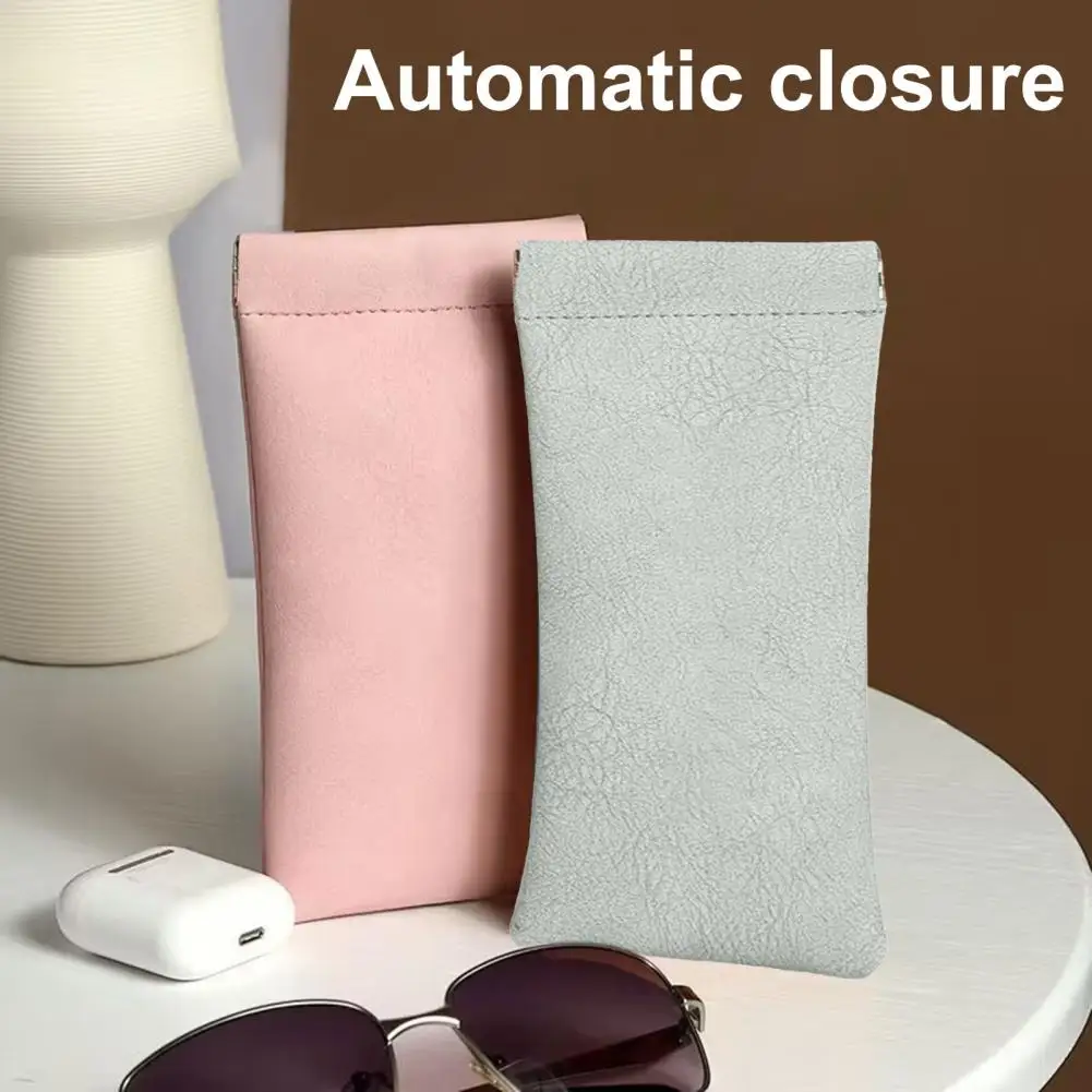 Fashionable Glasses Cover 2 Pcs Sunglasses Pouch Set Soft Faux Leather Glasses Case with Auto-closing Microfiber for Eyewear