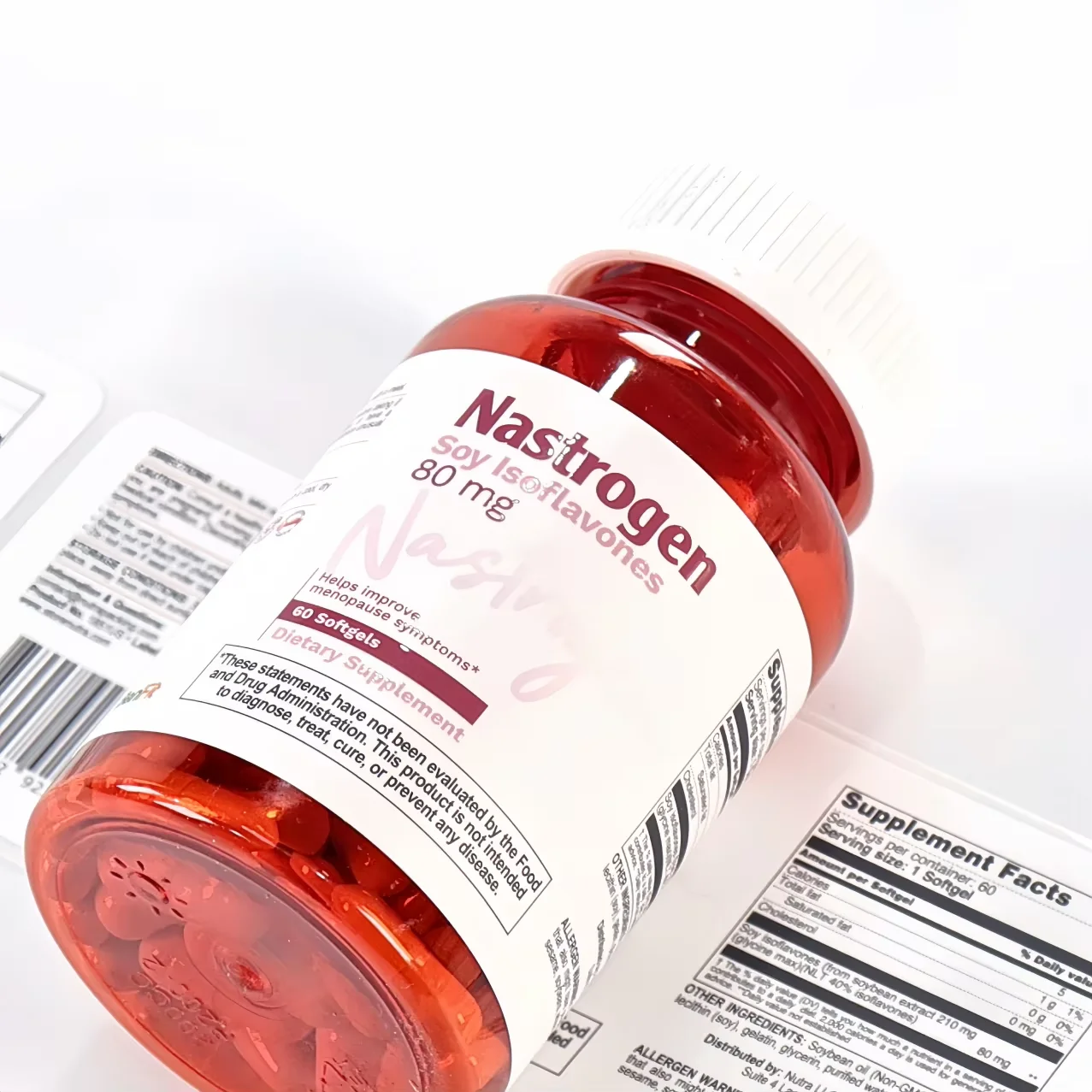 Custom Printed Label Stickers ｜ Waterproof Vinyl Health Supplement Bottle Labels ｜ Custom Logo & Nutritional Info