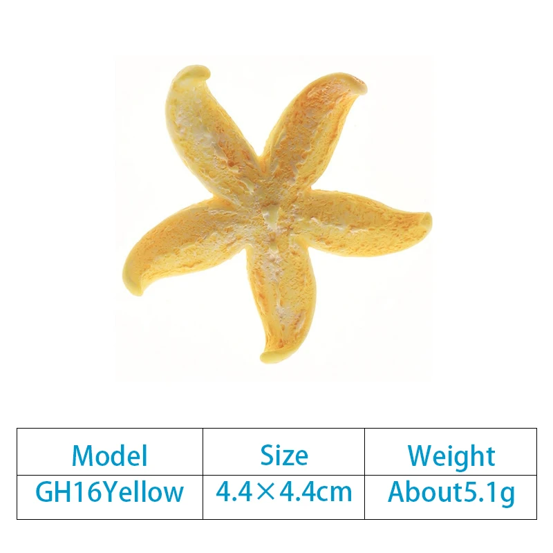 1PC Starfish Aquarium Ornaments Simulation Fish Tank Decoration Underwater Aquatic Sea Resin Starfish Yellow/White/Blue/Red