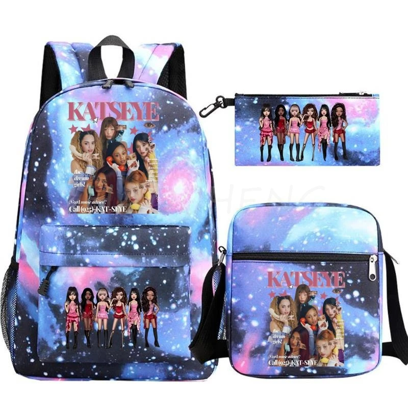 mochila Katseye 3 Pcs/Set Student SchoolBag Backpack Laptop Teenager Boys Girls Schoolbags 3Pcs/Set Back To School Bag