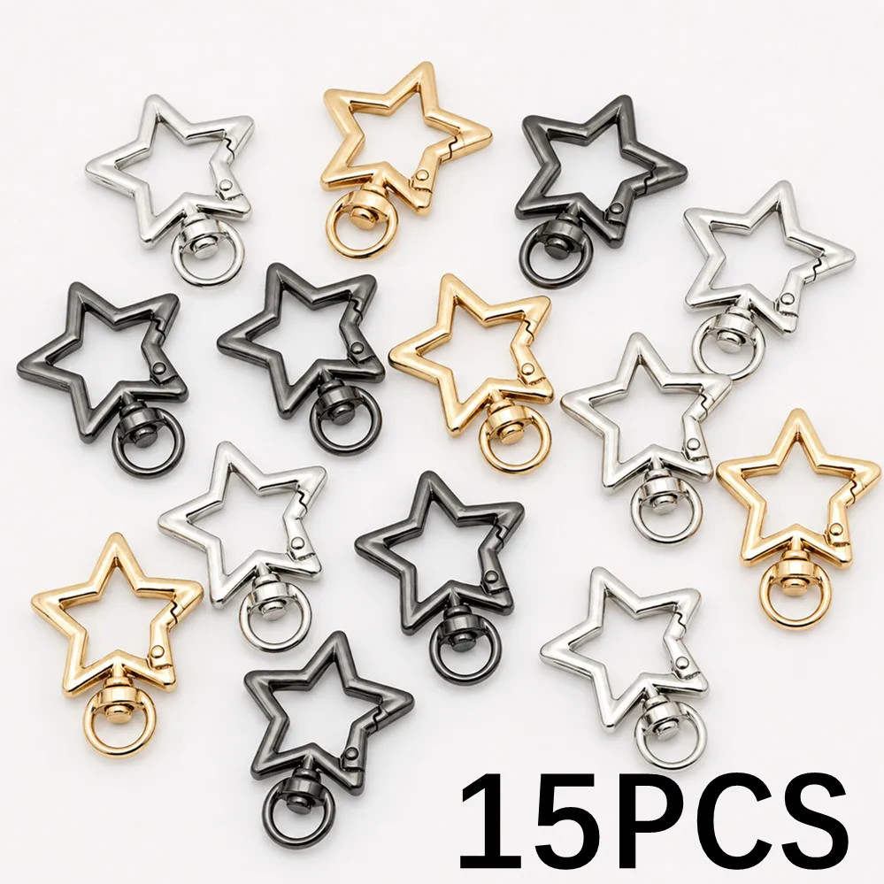 15 PCS Zinc Alloy Swivel Lobster Claw Clasps Star/Moon Snap Hook Swivel Lanyard Clip DIY Supplies Jewelry Making Keychain