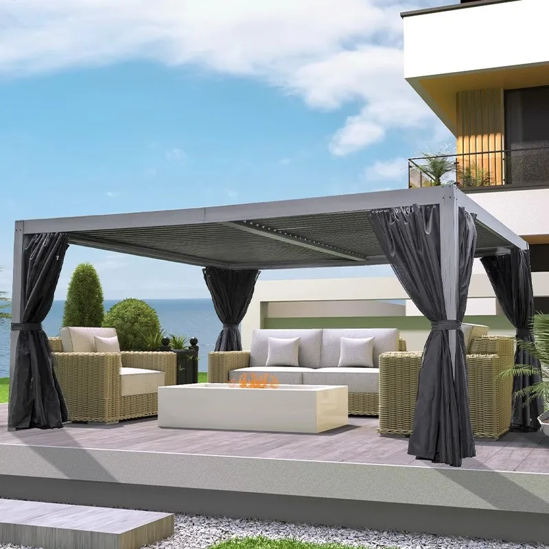 Outdoor pavilion Villa Garden Terrace Shade pavilion Outdoor courtyard Chinese aluminum alloy rain shelter louver