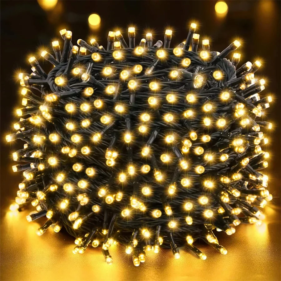 20M 50M 100M Christmas Tree Garland Light Outdoor Fairy Light String 8 Modes Wedding String Lights for Garden Patio Decor