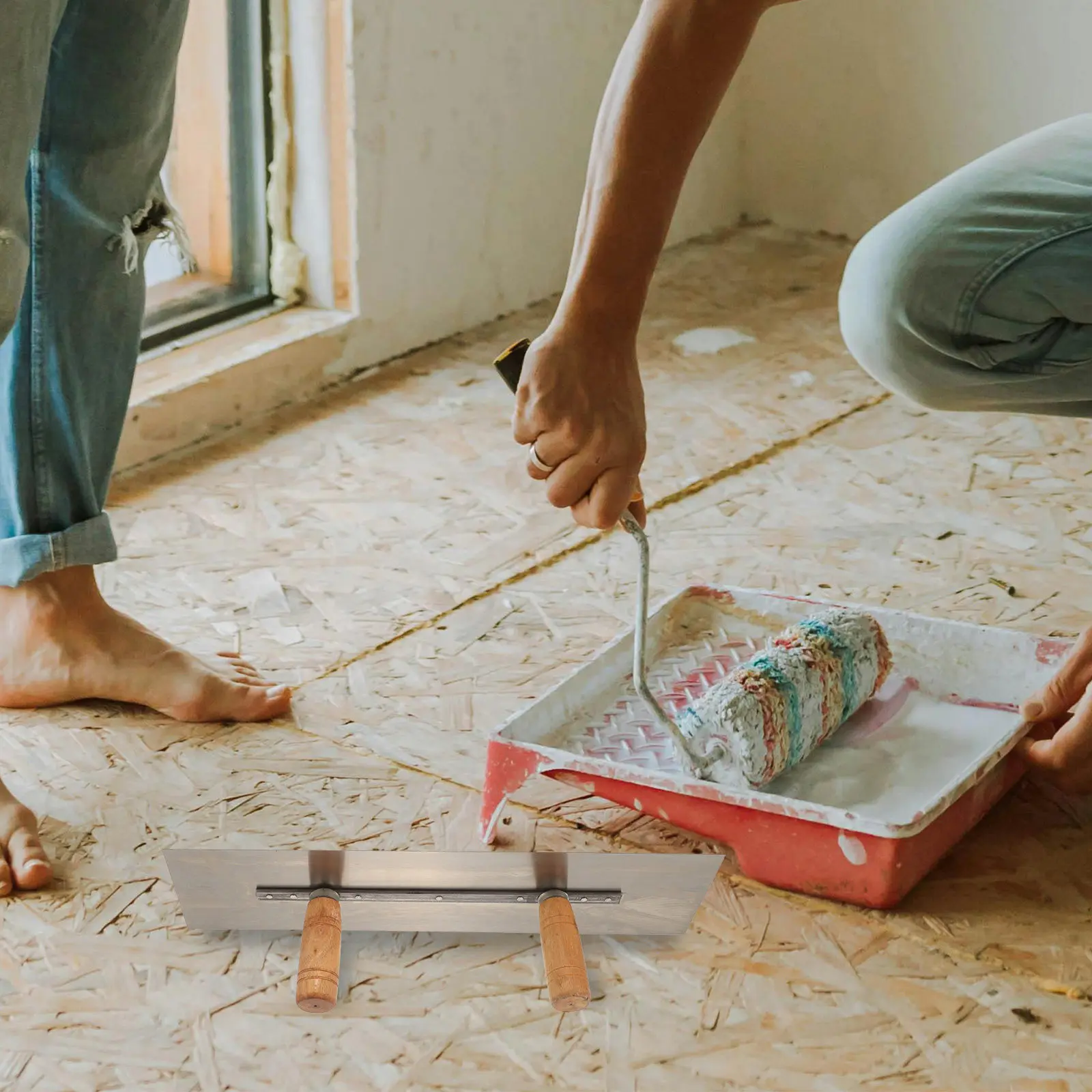 

Профессиональная тяжелая затирочная кельма с двойной рукояткой для гладкой отделки больших площадей, для малярных и цементных работ, каменной кладки