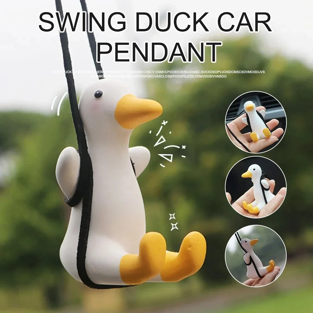 1PC Cute Car Pendant Swinging Sunglasses Duck Hanging Swing Rearview Mirror Decoration