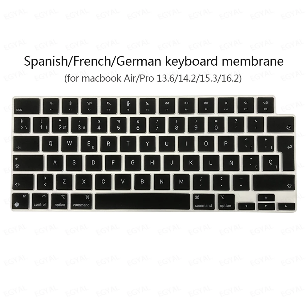 

Чехол Azerty Keyboard Cover для MacBook Pro 14 м4 2024, французская Европа, испанский чехол для клавиатуры для macbook air 15 м2 м3 Pro 16 M4 A3403