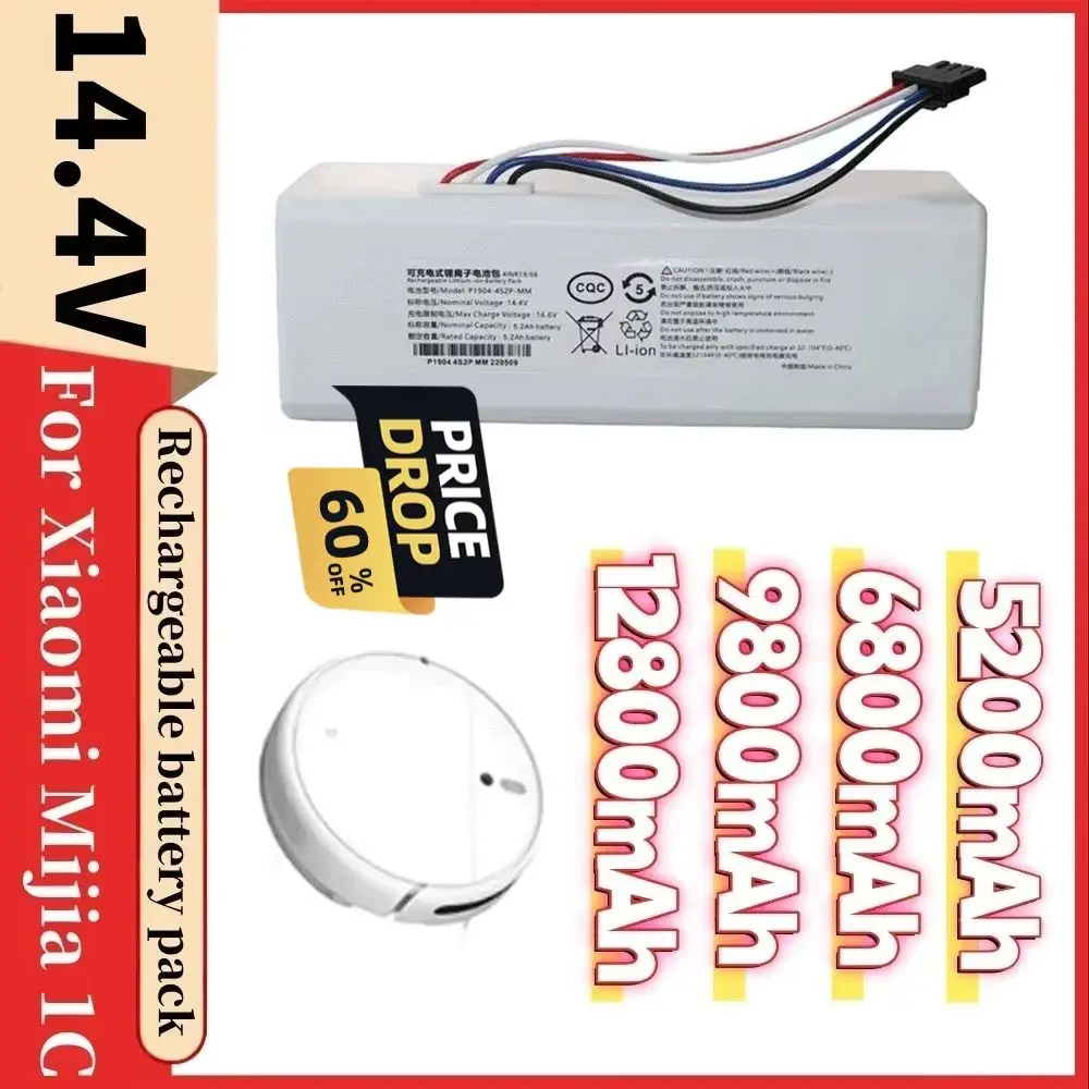 

14.4V 5.2/6.8/9.8/12.8Ah Robot Vacuum Cleaner 1C Battery for Xiaomi Mijia 1C STYTJ01ZHM Robot Vacuum Mop Cleaner