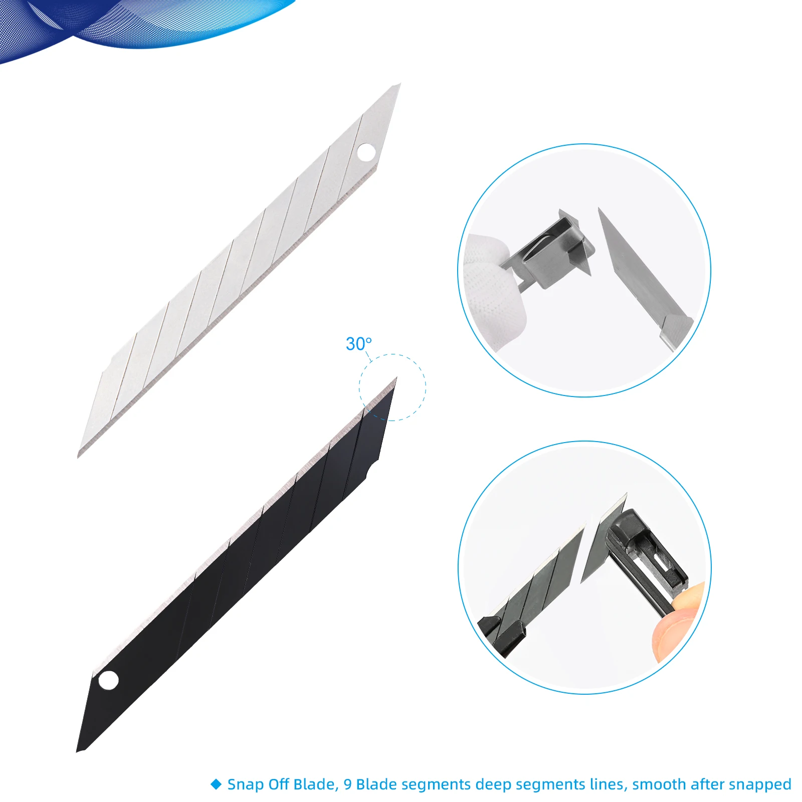 EHDIS Anti-Rust Utility Art Knife Replacement Blade 30/60 Degree Snap Off Carbon Steel Blade Refills for Car Wrap Film Cutter