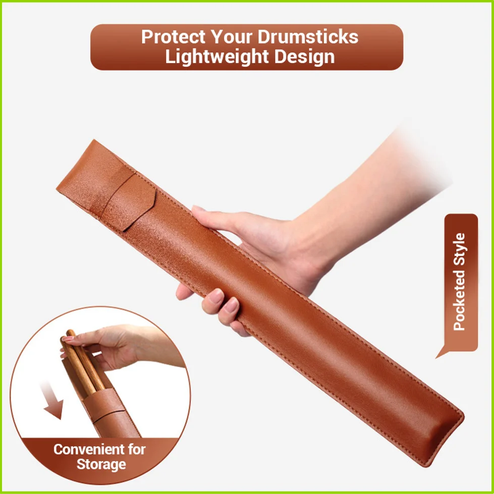 Drum Stick Bag, Portable Drumstick Bag & Case, PU Leather Drumstick Holder for All Drumsticks and Percussion Mallets