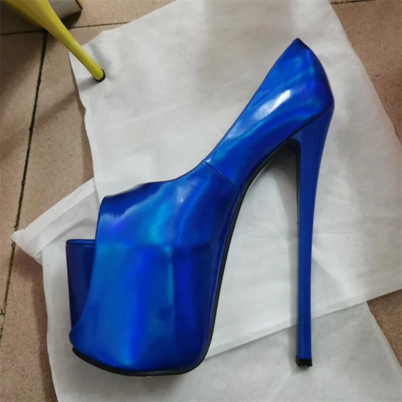 SDTRFT 펌프 숙 녀 플랫폼 여자 22cm 얇은 하이 힐 zapatos mujer 스틸 레토 Crossdresser 라운드 발가락 댄스 신발 플러스: 34-46 47