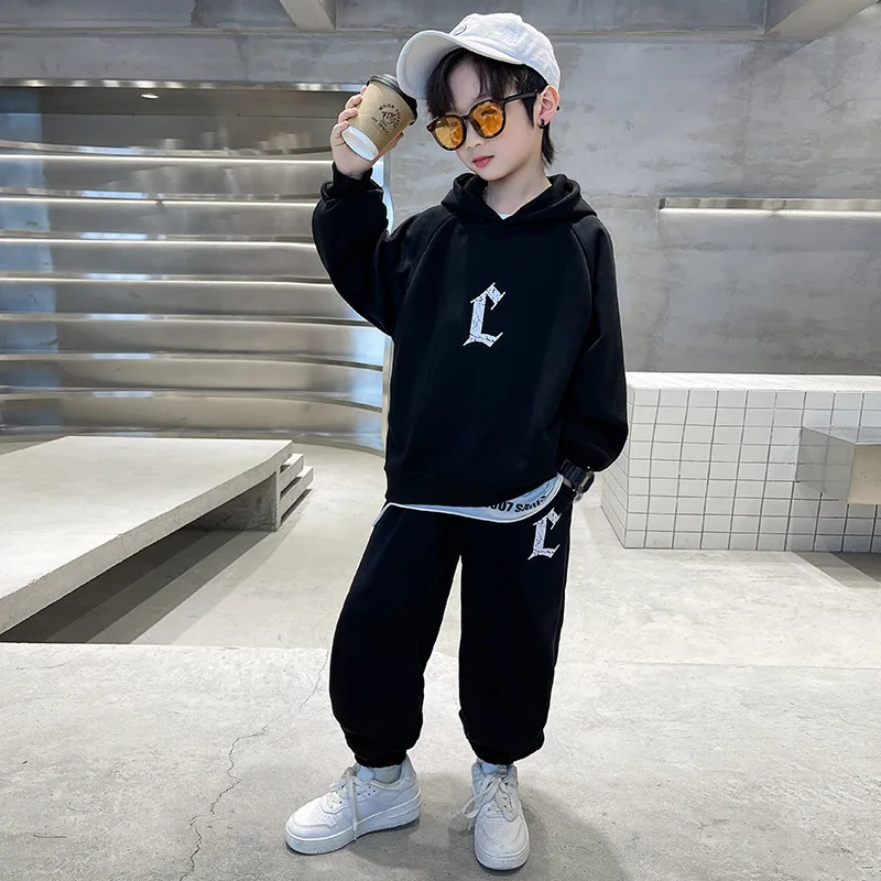 Teenage Boys Clothes Sets Spring/Autumn Long Sleeve Hooded Top + Pants 2PCS Kids Clothing Children Outfits 4 6 8 10 12 14Years