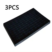 3pcs Black Velvet 100 Groove Ring Foam Holder, High Jewelry Storage Ring Display Stand For Retail Stores And Boutiques 6
