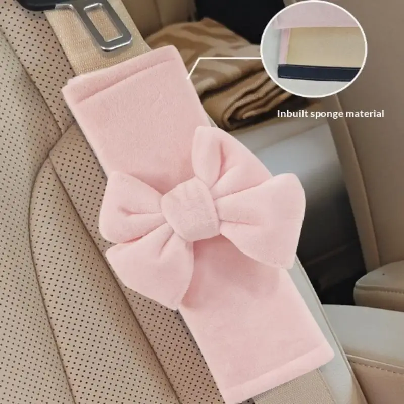 1pc Creative Bowknot Universal Car Safety Seat Belt Cover Ice Silk Shoulder Pad Protective Car Accessoires Interior For Women