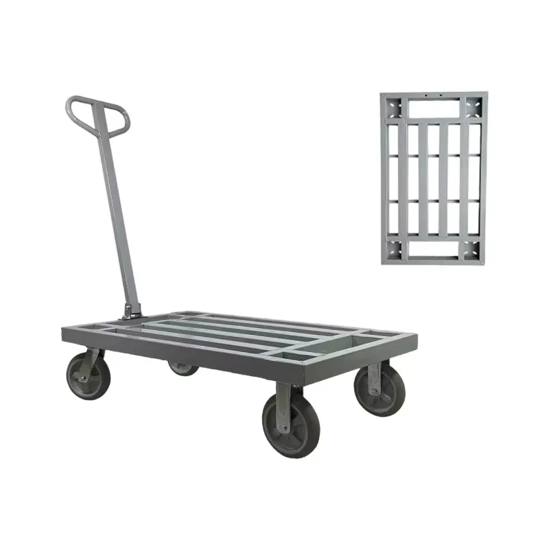 Strong Four Wheels Foldable Steel Platform Hand Carts Sturdy Integrated Frame Stable Running Wheels Compact Folding Easy To Move
