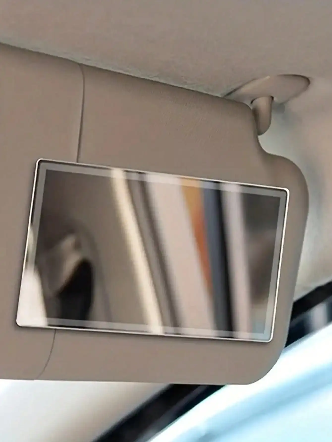 1Pc Car Sun Visor Stainless Steel Makeup Mirror Shatterproof Auxiliary Rearview Dual-Purpose Beauty Cosmetic Mirror (Install On