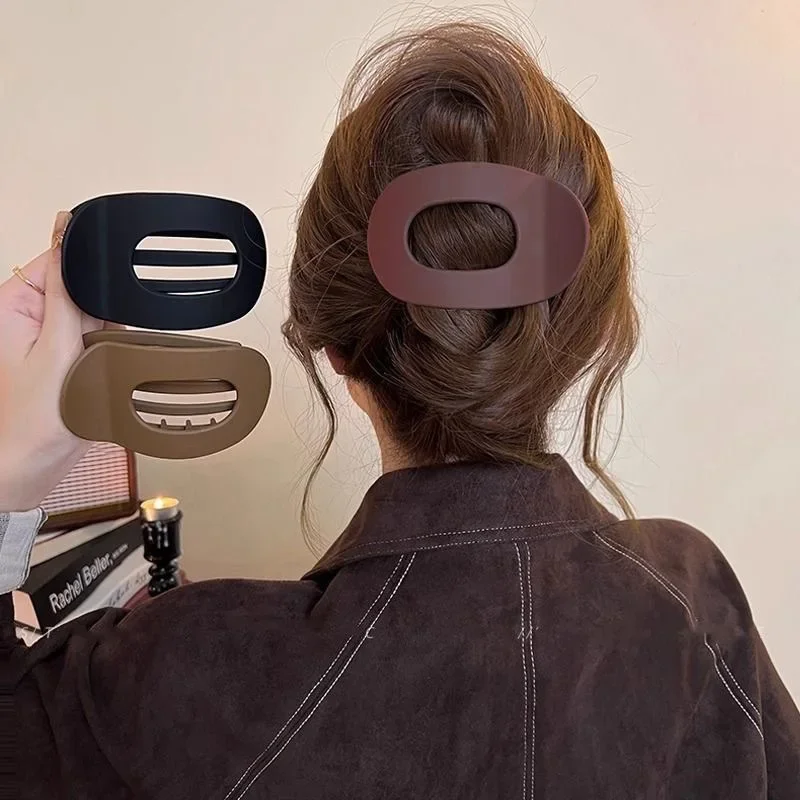 Mode Ovale Haarklauw Clip voor Vrouwen Nieuw Ontwerp Luipaard Matte Gebogen Platte Styling Haarspeldjes Acryl Liggen Haaraccessoires