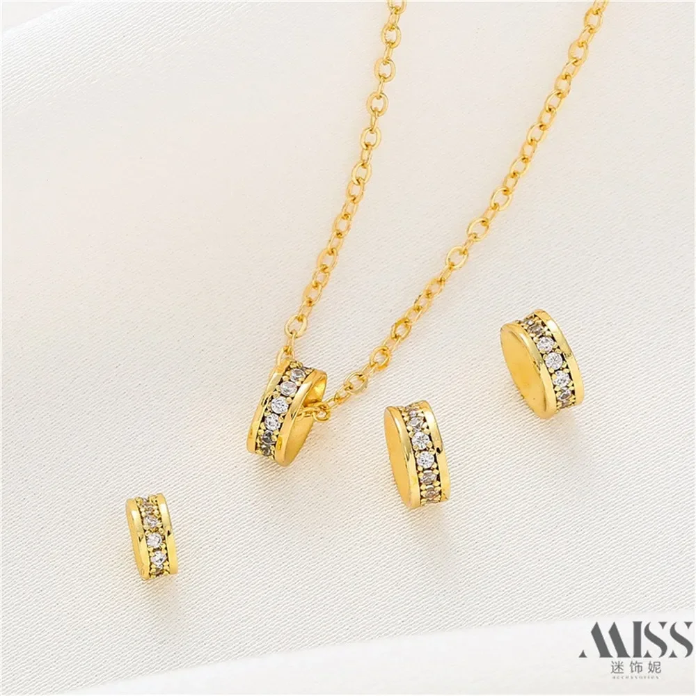 

14K Gold-wrapped Zircon Spacer Drill Ring DIY Accessories Spacer Loose Beads Handmade Bracelet Necklace Jewelry Material