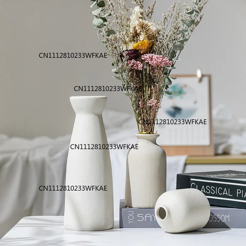 European flower arrangement ceramic vase, living room home desktop decoration flower matte dried flower device view 4