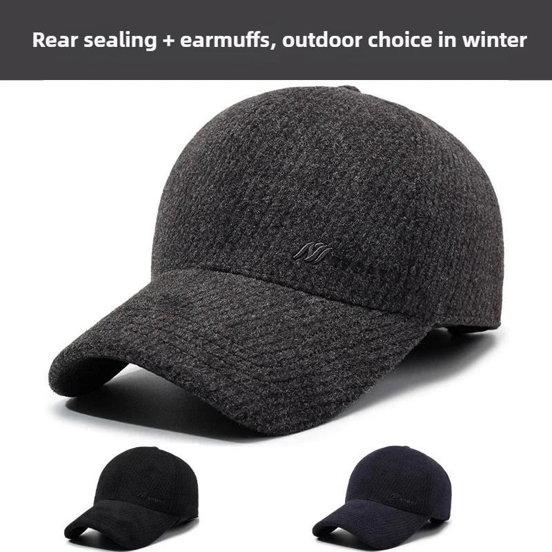 Thick and Warm Winter Official-website Baseball Cap for Men with Earflaps and Adjustable Buckle,Cap Male Warmth Trucker Hat