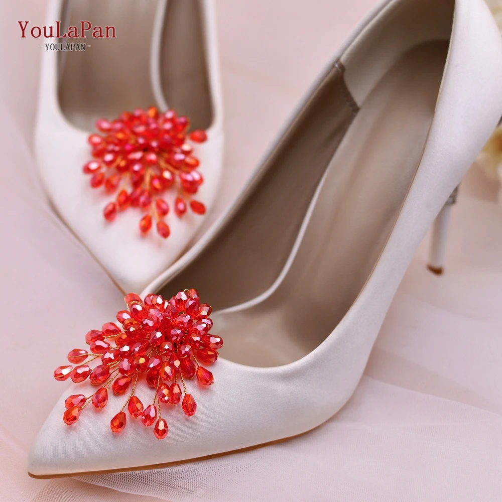 YouLasaupoudrer-Pinces à Chaussures en Clip Rouge pour Femme, Bijoux de Botte de Mariage, Talons Hauts, Patients, Accessoires, HX41, 1 Paire