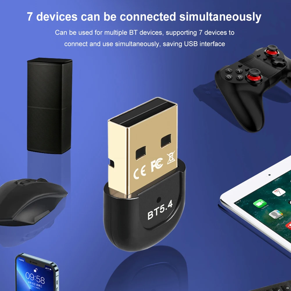 อะแดปเตอร์ดองเกิล USB รองรับบลูทูธ 5.4 ไม่ต้องติดตั้งไดรเวอร์ ตัวรับส่งสัญญาณเสียงสำหรับลำโพงพีซี เมาส์ไร้สาย คีย์บอร์ด