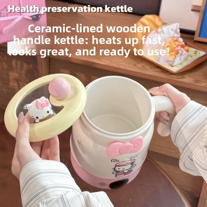 Cute cartoon character Hello kitty health pot multi-function water cup hot milk small electric cup mini portable holiday gift view 5