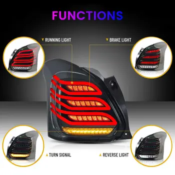 2 ks pro Suzuki Swift 2017-2022 zadní světla do auta brzdové světlo se směrovým světlem LED zadní světlo dynamické odbočování 12 nejlepší prodej Zadní světlo Suzuki Swift - №6
