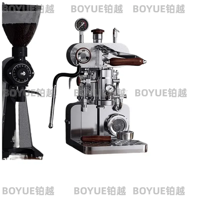 Portable Manual Espresso Maker Hand Press Coffee Machine with Steam Wand Milk Frother for Home Use Compact Barista Style